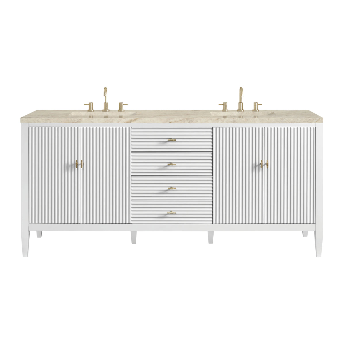 Myrrin 72" Vanity, Bright White, w/ 3 CM Tajnar Eclos Top w/FreePower Wireless Charger