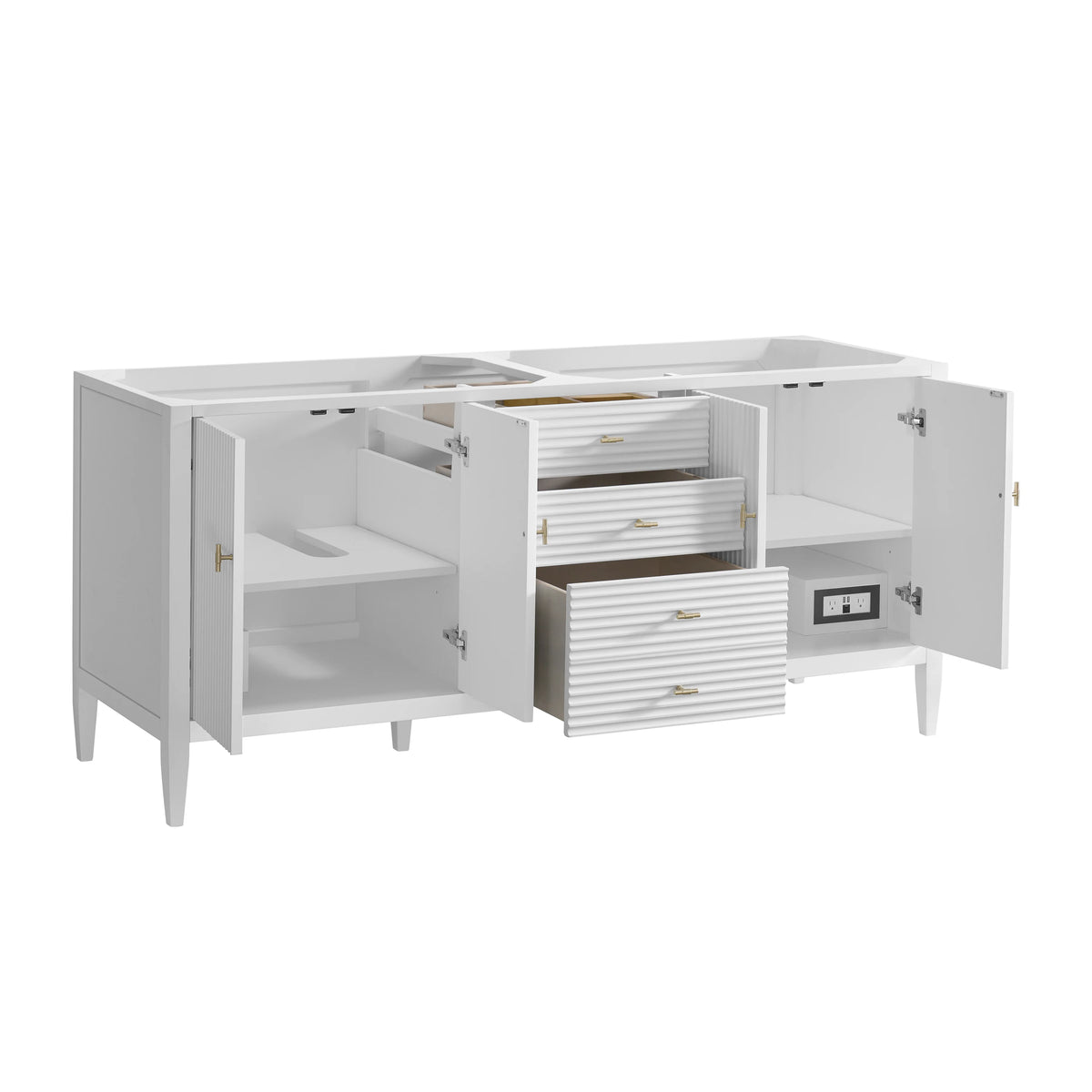 Myrrin 72" Vanity, Bright White, w/ 3 CM Tajnar Eclos Top w/FreePower Wireless Charger, view 10