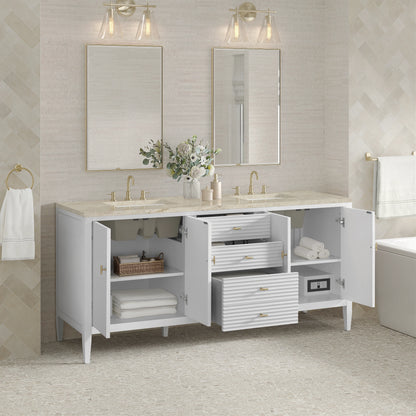 Myrrin 72" Vanity, Bright White, w/ 3 CM Tajnar Eclos Top w/FreePower Wireless Charger, view 7