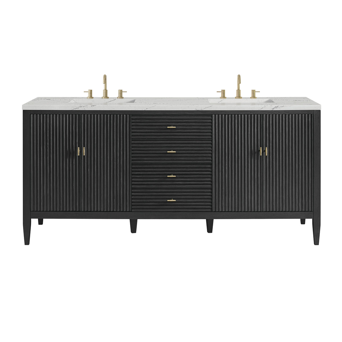 Myrrin 72" Double Vanity, Carbon Oak w/ 3 CM Ethereal Noctis Silestone Top