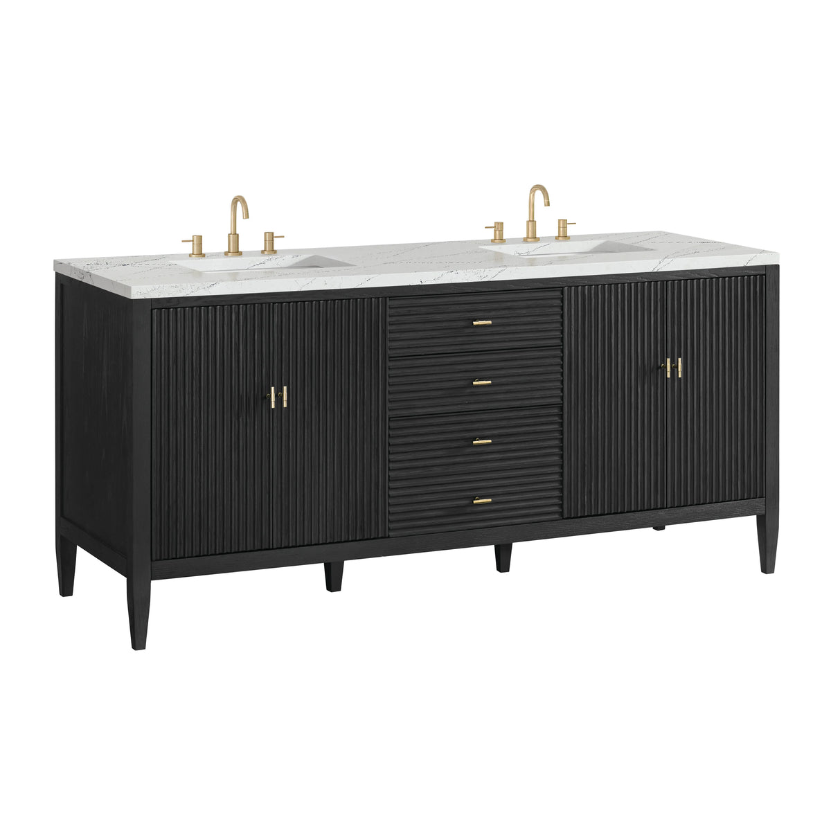 Myrrin 72" Double Vanity, Carbon Oak w/ 3 CM Ethereal Noctis Silestone Top, view 10