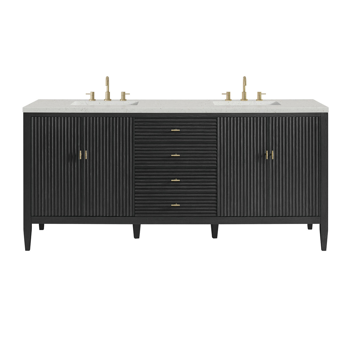Myrrin 72" Double Vanity, Carbon Oak w/ 3 CM Lime Delight Silestone Top