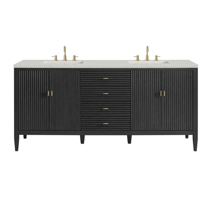 Myrrin 72" Double Vanity, Carbon Oak w/ 3 CM Lime Delight Silestone Top