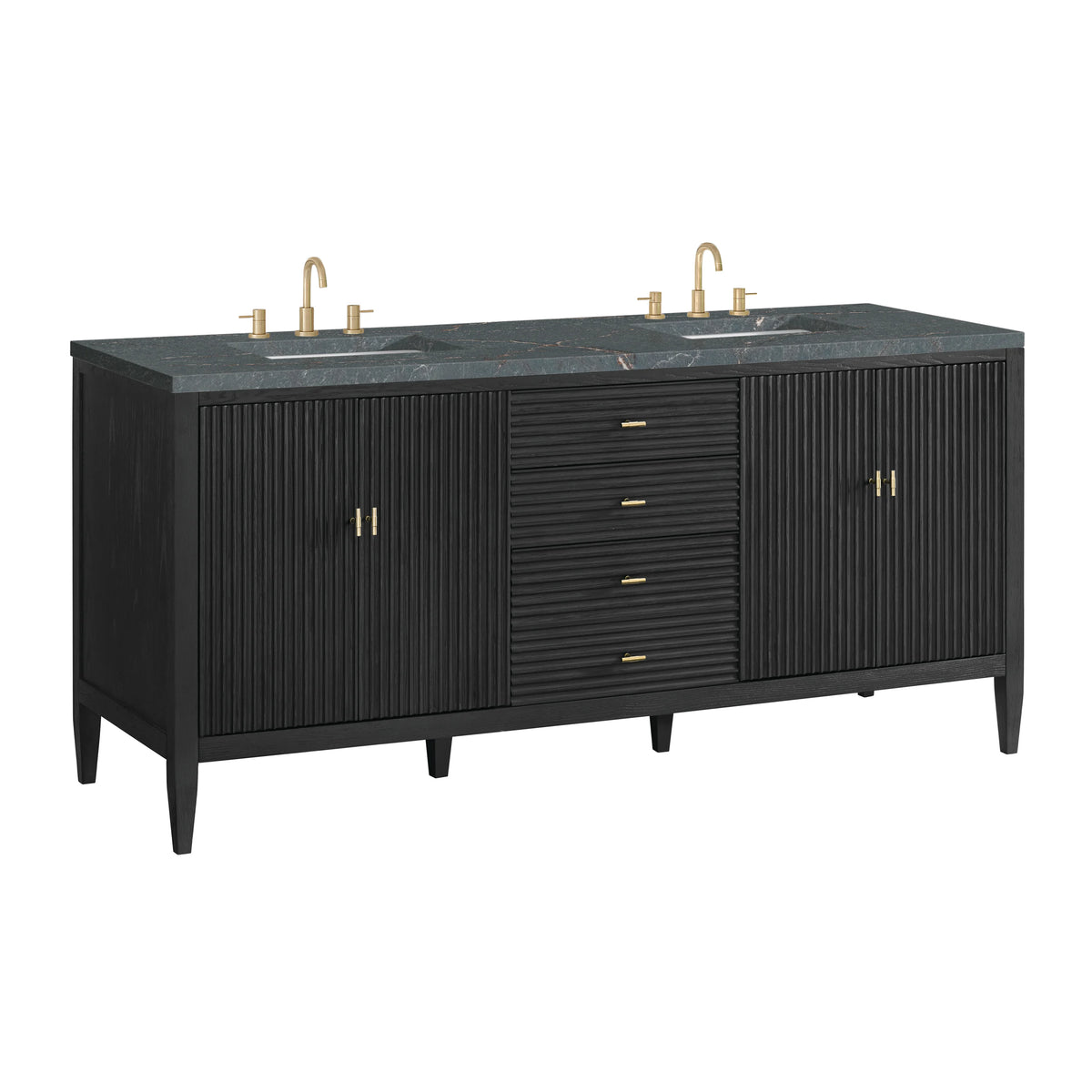 Myrrin 72" Double Vanity, Carbon Oak w/ 3 CM Parisien Bleu Silestone Top, view 10
