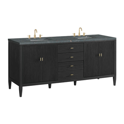 Myrrin 72" Double Vanity, Carbon Oak w/ 3 CM Parisien Bleu Silestone Top, view 10