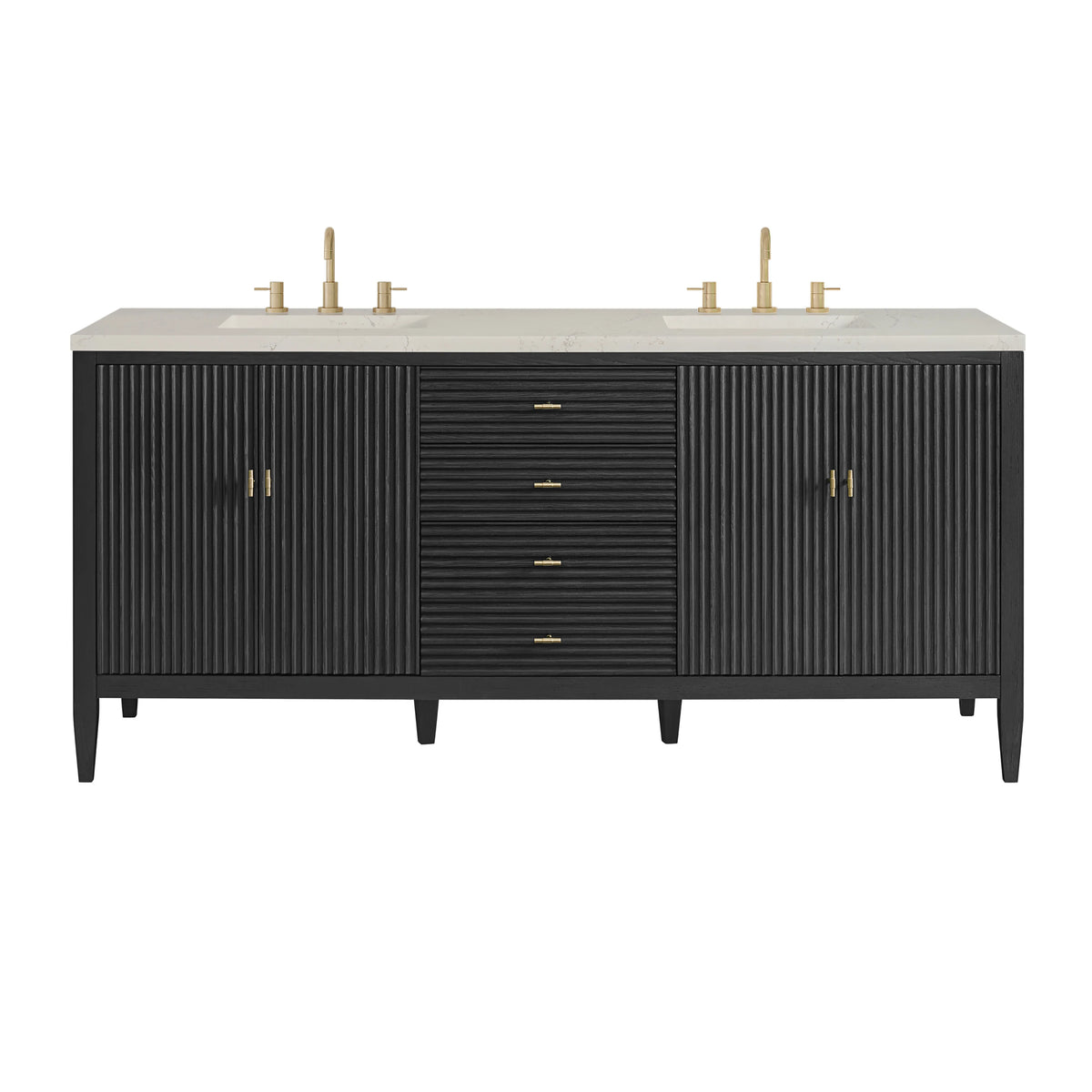 Myrrin 72" Vanity, Carbon Oak, w/ 3 CM Siberian Silestone Top