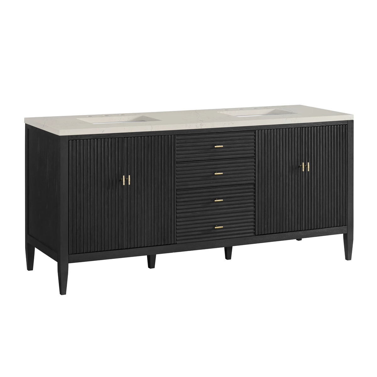 Myrrin 72" Vanity, Carbon Oak, w/ 3 CM Siberian Silestone Top, view 10