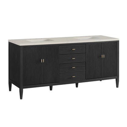 Myrrin 72" Vanity, Carbon Oak, w/ 3 CM Siberian Silestone Top, view 10