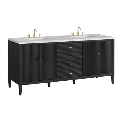 Myrrin 72" Double Vanity, Carbon Oak w/ 3 CM Victorian Silver Silestone Top, view 10