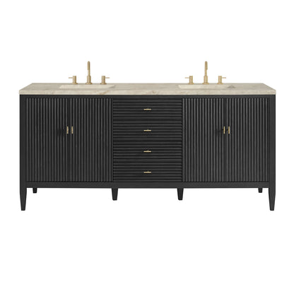Myrrin 72" Vanity, Carbon Oak, w/ 3 CM Tajnar Eclos Top w/FreePower Wireless Charger