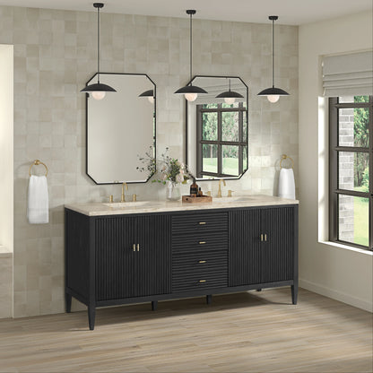 Myrrin 72" Vanity, Carbon Oak, w/ 3 CM Tajnar Eclos Top w/FreePower Wireless Charger, view 6