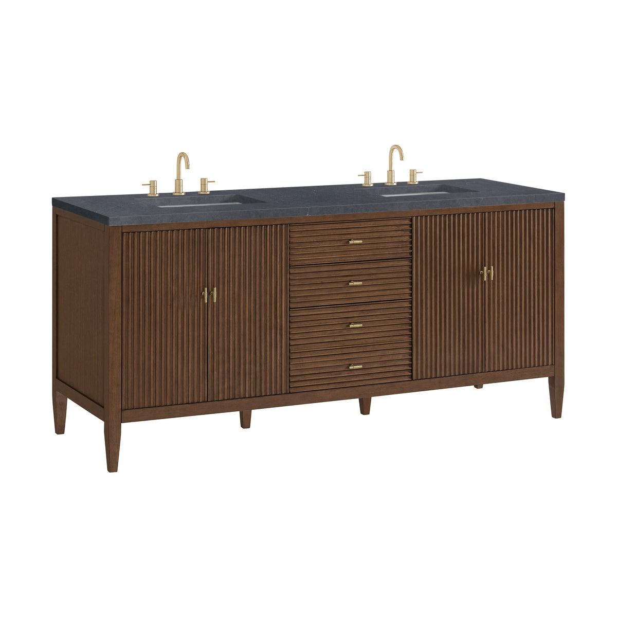 Myrrin 72" Double Vanity, Mid Century Walnut w/ 3 CM Charcoal Soapstone Silestone Top, view 10