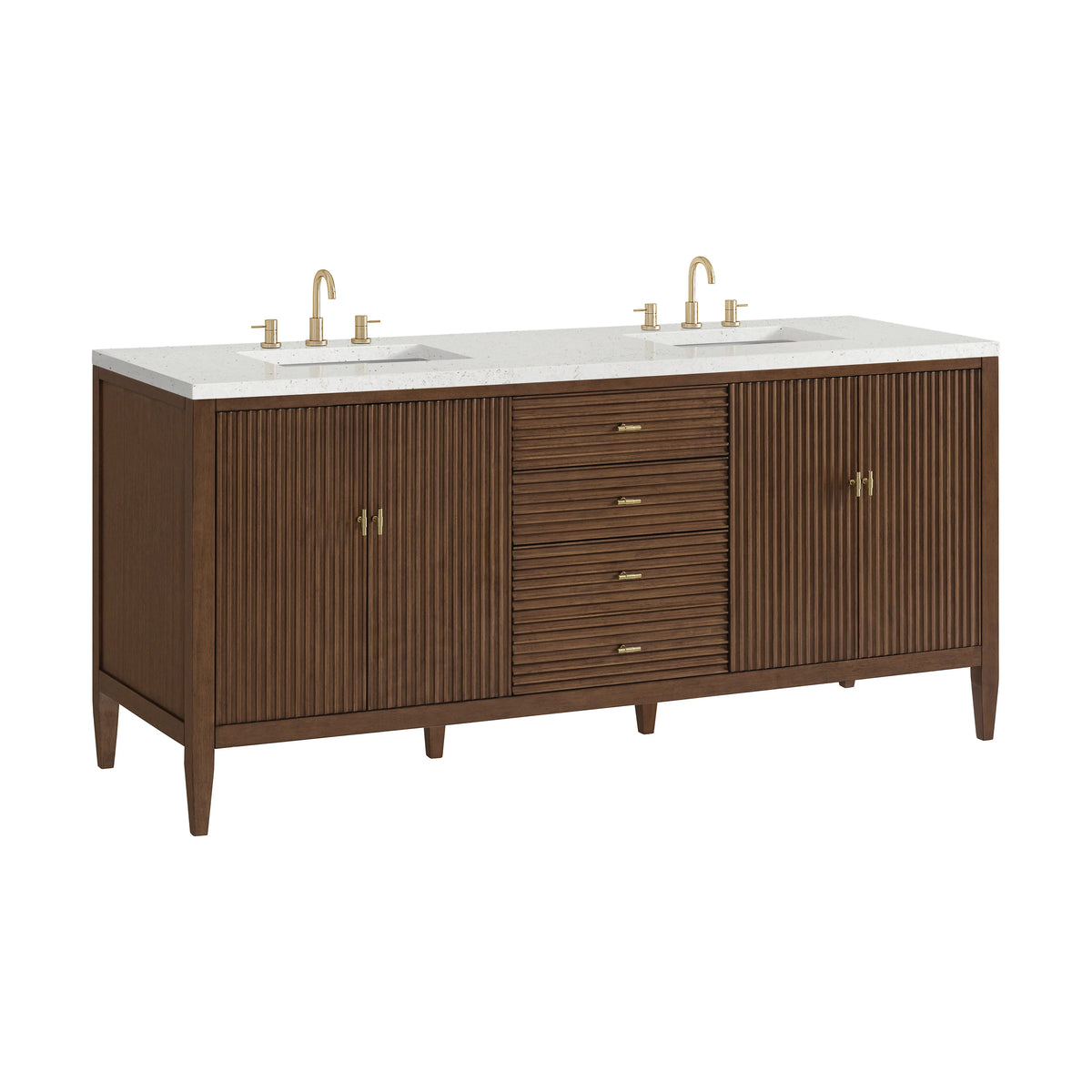Myrrin 72" Double Vanity, Mid Century Walnut w/ 3 CM Lime Delight Silestone Top, view 10