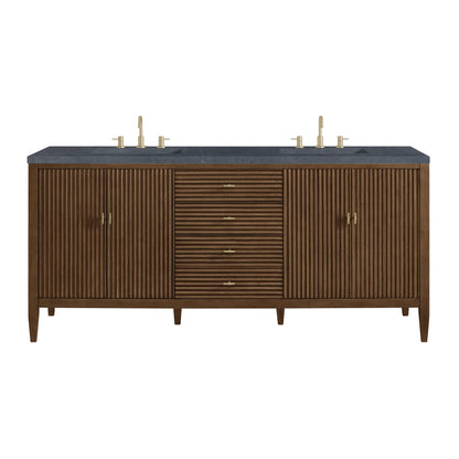 Myrrin 72" Double Vanity, Mid Century Walnut w/ 3 CM Charcoal Soapstone Silestone Top
