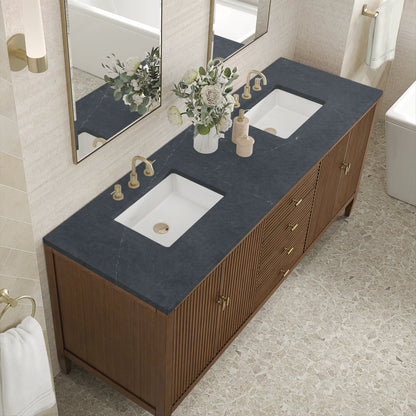 Myrrin 72" Double Vanity, Mid Century Walnut w/ 3 CM Charcoal Soapstone Silestone Top, view 7