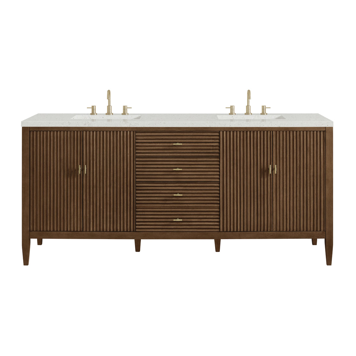 Myrrin 72" Double Vanity, Mid Century Walnut w/ 3 CM Lime Delight Silestone Top
