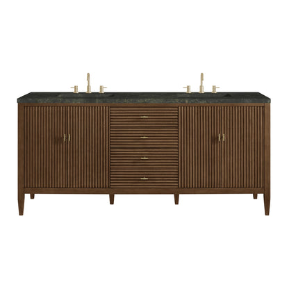 Myrrin 72" Vanity, Mid Century Walnut, w/ 3 CM Phantome Eclos Top