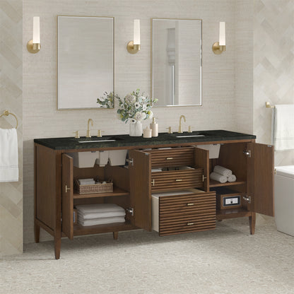 Myrrin 72" Vanity, Mid Century Walnut, w/ 3 CM Phantome Eclos Top, view 5