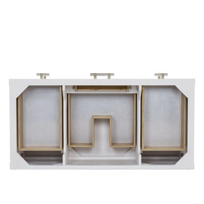 Olena 48" Single Vanity, Light Mappa Burl and Polished White w/ Single Hole 3 CM White Zeus Silestone Top & Bac, view 6