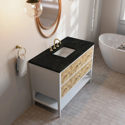 Olena 48" Single Vanity, Light Mappa Burl and Polished White, w/ 3 CM Phantome Eclos Top, view 7