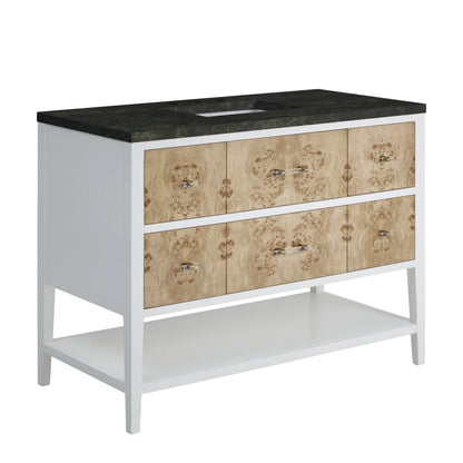 Olena 48" Single Vanity, Light Mappa Burl and Polished White, w/ 3 CM Phantome Eclos Top, view 11