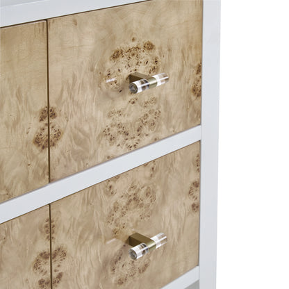 Olena 48" Single Vanity, Light Mappa Burl and Polished White, w/ 3 CM Tajnar Eclos Top w/FreePower Wireless Ch, view 13