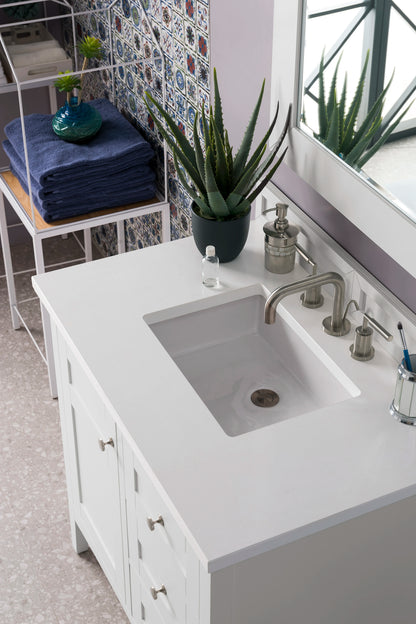 Renovate for Less Atlanta Palisades 36" Single Vanity, Bright White w/ 3 CM White Zeus Silestone Top, view 2