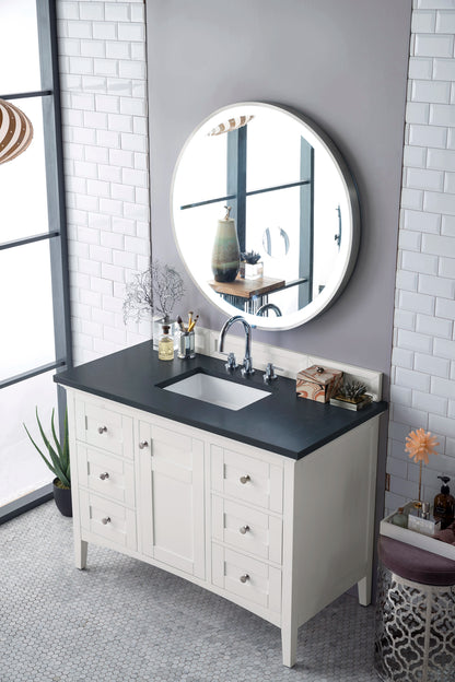 Renovate for Less Atlanta Palisades 48" Single Vanity, Bright White w/ 3 CM Charcoal Soapstone Silestone Top, view 2