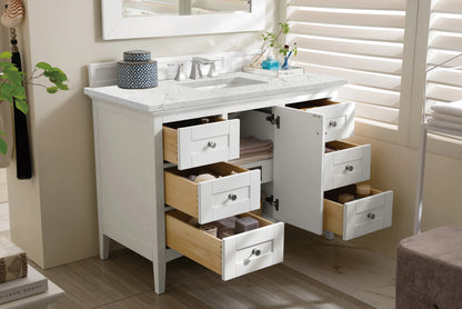 Renovate for Less Atlanta Palisades 48" Single Vanity, Bright White w/ 3 CM Eternal Jasmine Pearl Silestone Top, view 4