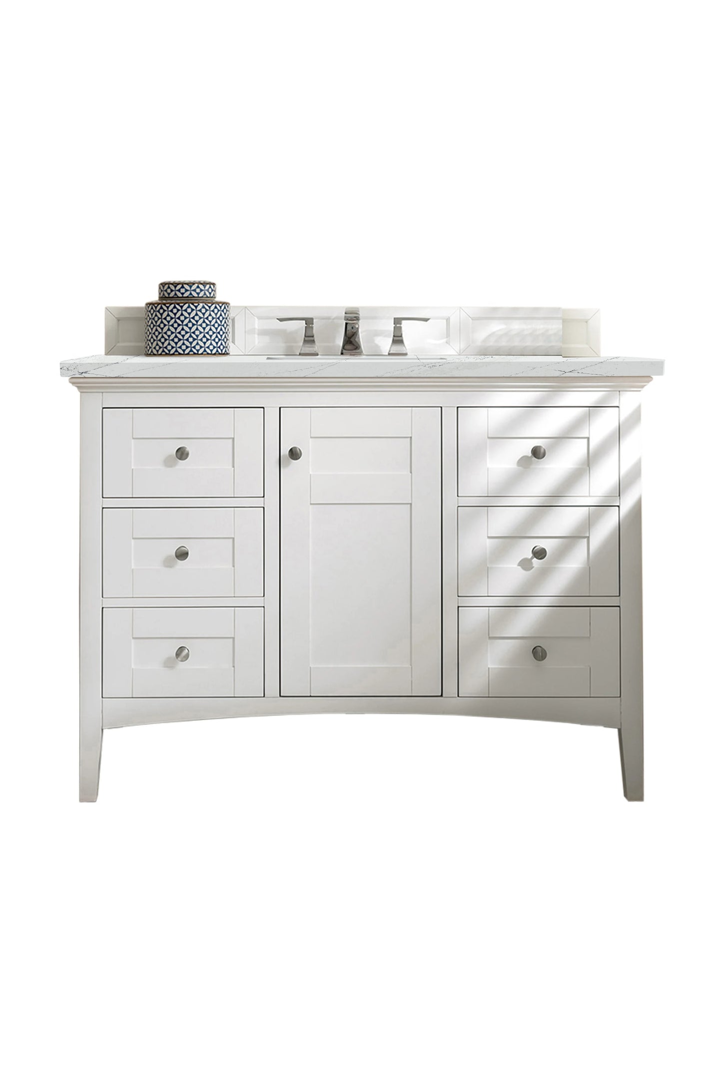 Renovate for Less Atlanta Palisades 48" Single Vanity, Bright White w/ 3 CM Ethereal Noctis Silestone Top
