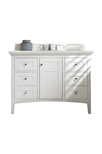 Renovate for Less Atlanta Palisades 48" Single Vanity, Bright White w/ 3 CM Ethereal Noctis Silestone Top
