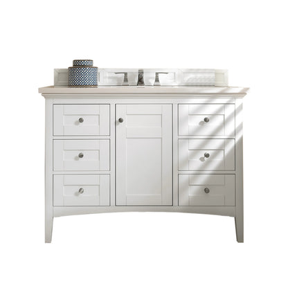 Renovate for Less Atlanta Palisades 48" Single Vanity, Bright White w/ 3 CM White Zeus Silestone Top