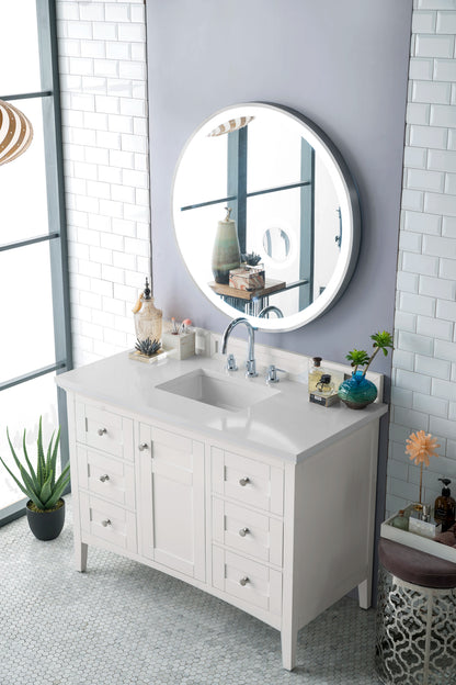 Renovate for Less Atlanta Palisades 48" Single Vanity, Bright White w/ 3 CM White Zeus Silestone Top, view 3