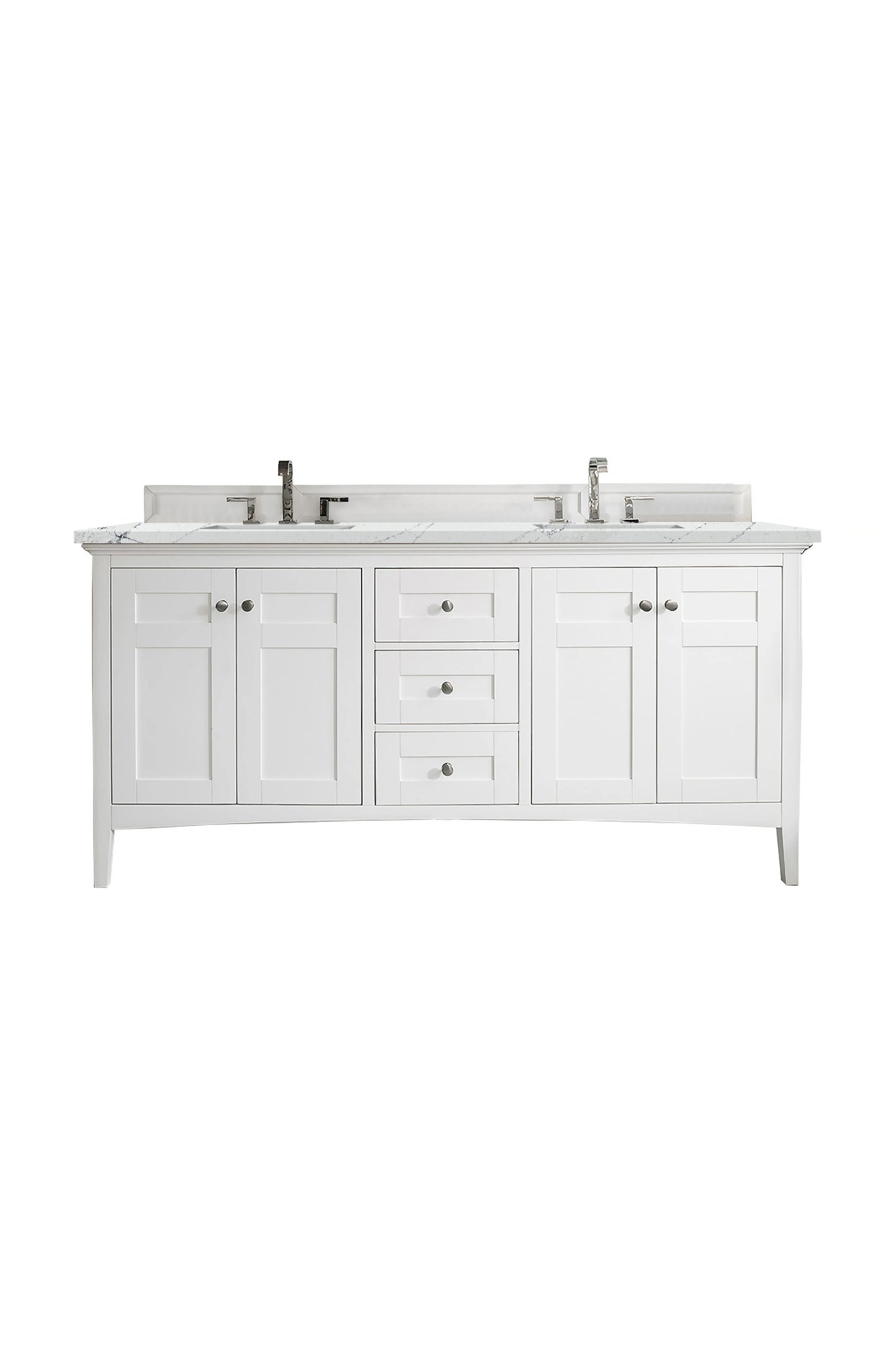 Renovate for Less Atlanta Palisades 72" Double Vanity, Bright White w/ 3 CM Ethereal Noctis Silestone Top