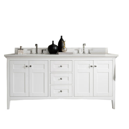 Renovate for Less Atlanta Palisades 72" Double Vanity, Bright White w/ 3 CM White Zeus Silestone Top