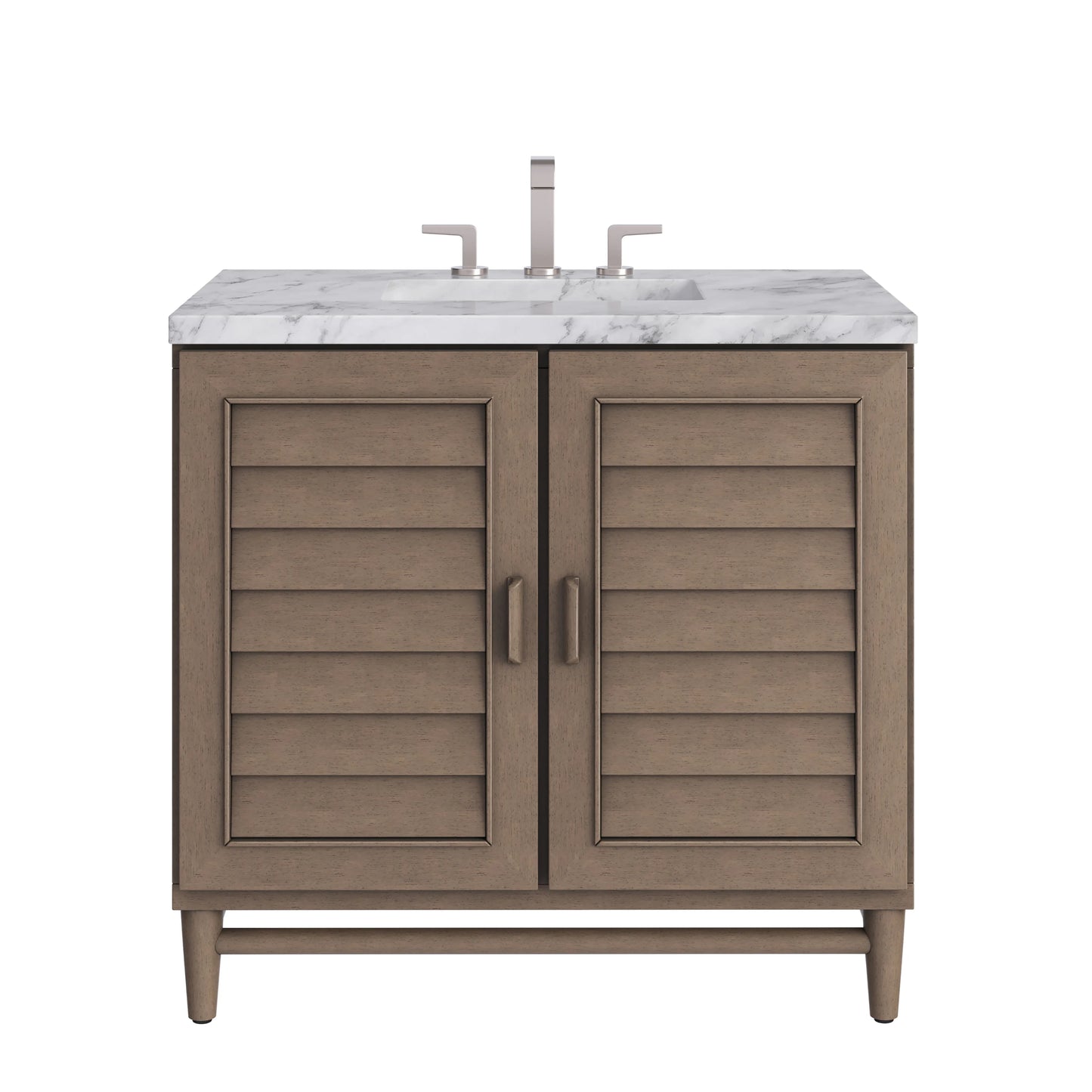 Portland 36" Single Vanity Whitewashed Walnut w/ 3 CM Carrara Marble Top