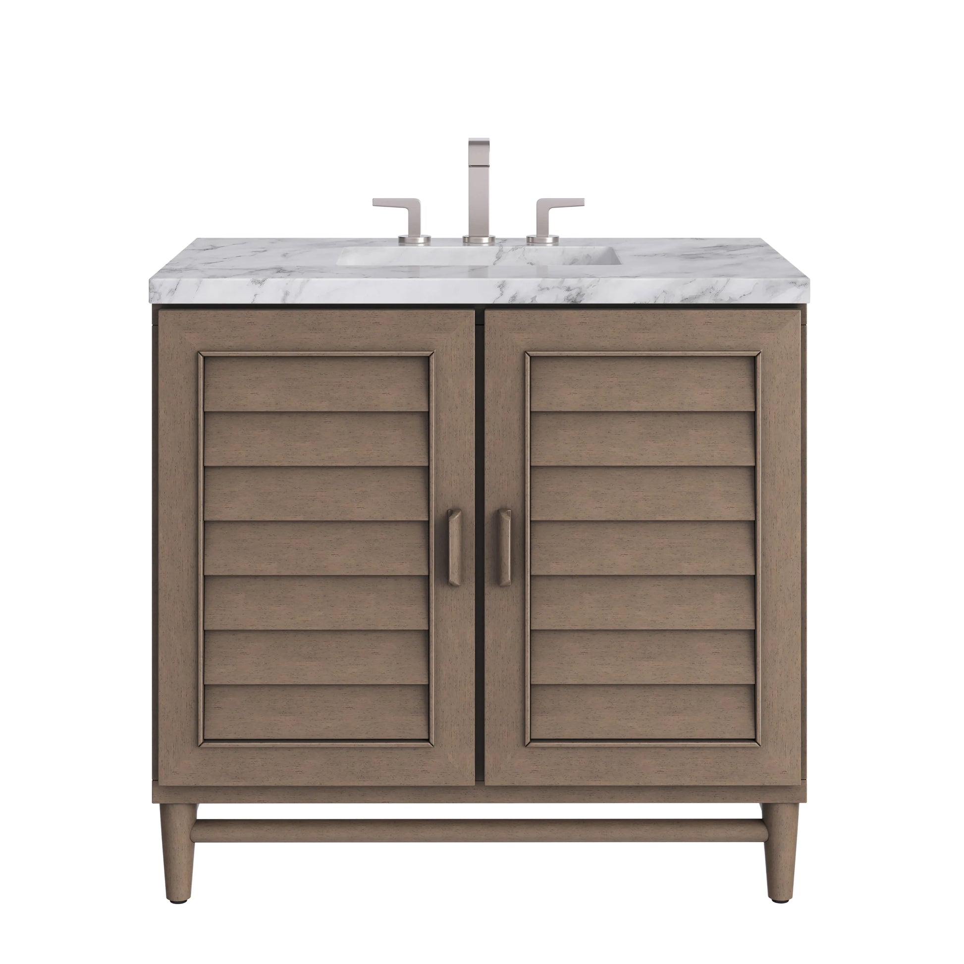 Portland 36" Single Vanity Whitewashed Walnut w/ 3 CM Carrara Marble Top