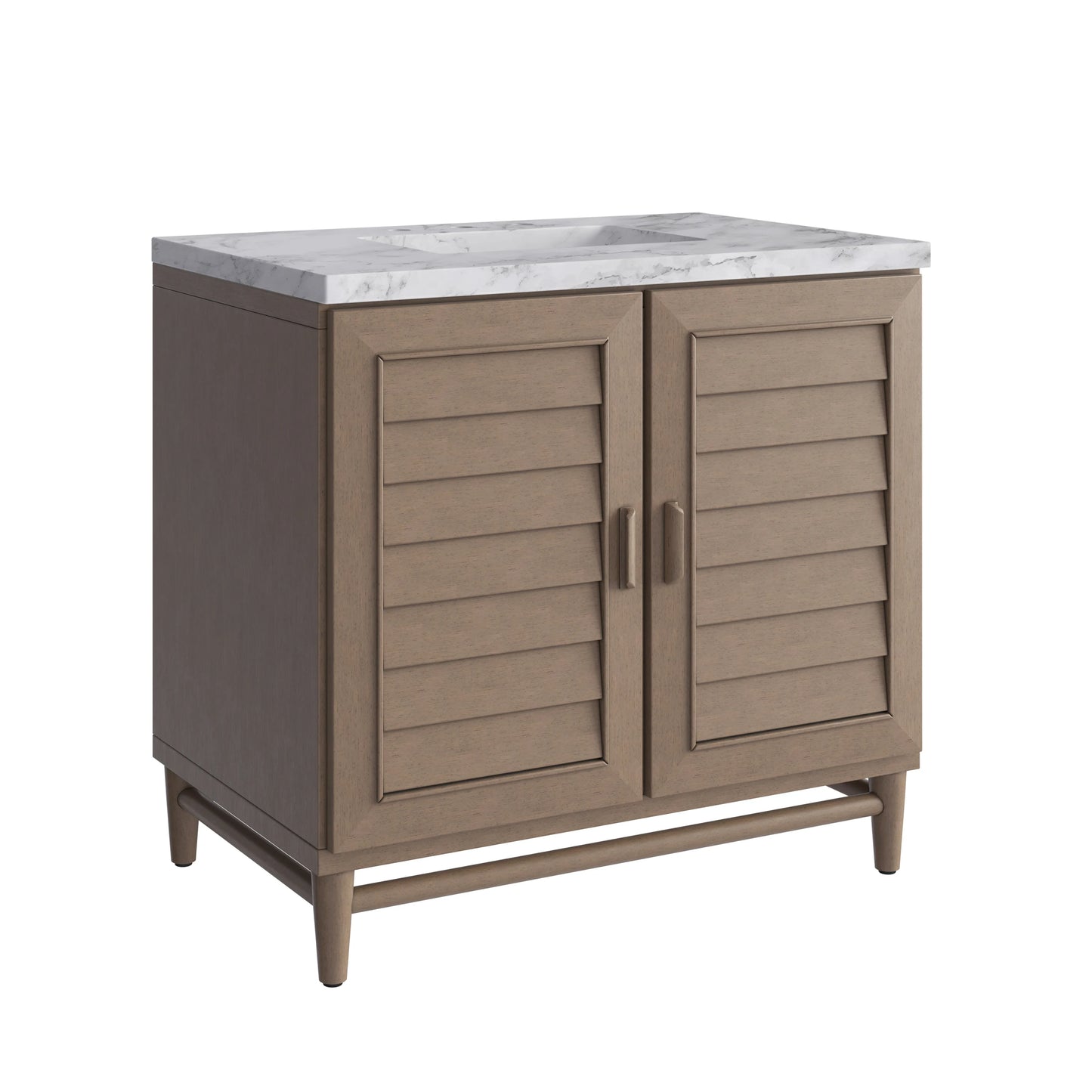Portland 36" Single Vanity Whitewashed Walnut w/ 3 CM Carrara Marble Top, view 12