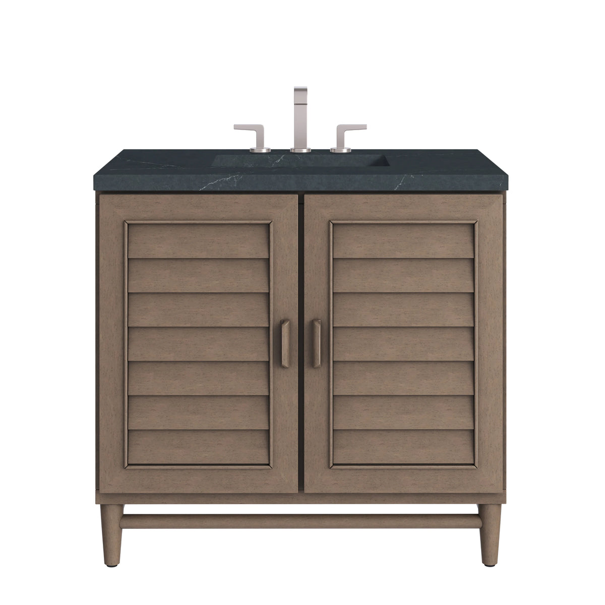 Portland 36" Single Vanity Whitewashed Walnut w/ 3 CM Charcoal Soapstone Silestone Top