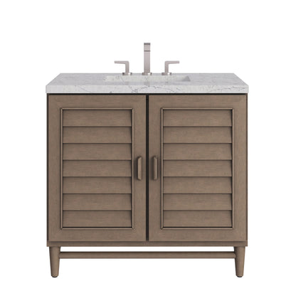 Portland 36" Single Vanity Whitewashed Walnut w/ 3 CM Eternal Jasmine Pearl Silestone Top