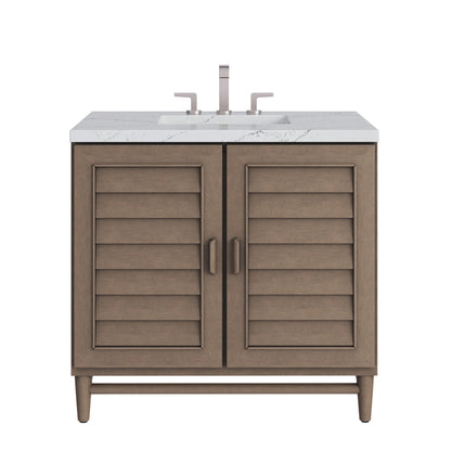 Portland 36" Single Vanity Whitewashed Walnut w/ 3 CM Ethereal Noctis Silestone Top