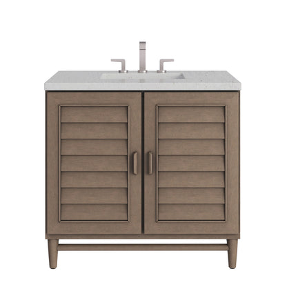 Portland 36" Single Vanity Whitewashed Walnut w/ 3 CM Lime Delight Silestone Top