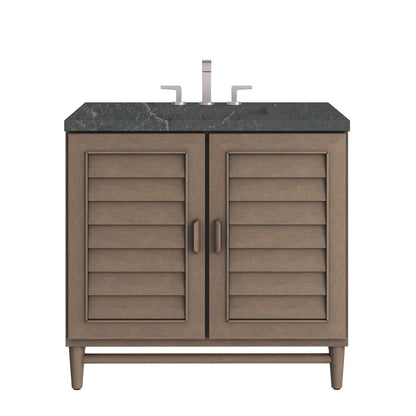 Portland 36" Single Vanity Whitewashed Walnut w/ 3 CM Parisien Bleu Silestone Top