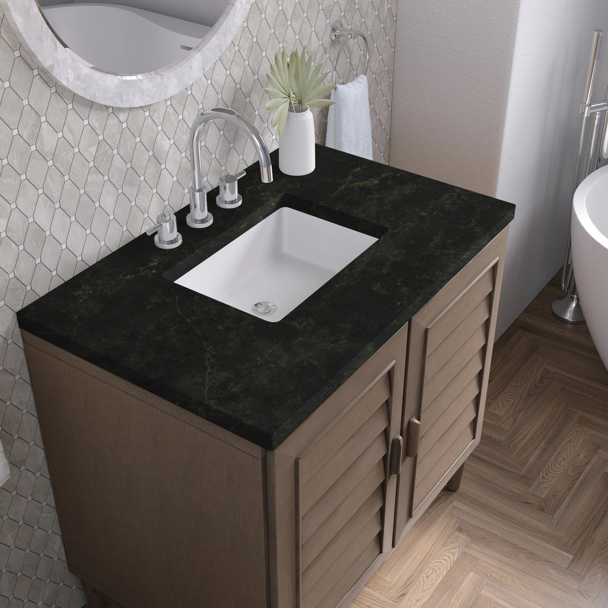 Portland 36" Single Vanity, Whitewashed Walnut, w/ 3 CM Phantome Eclos Top, view 8