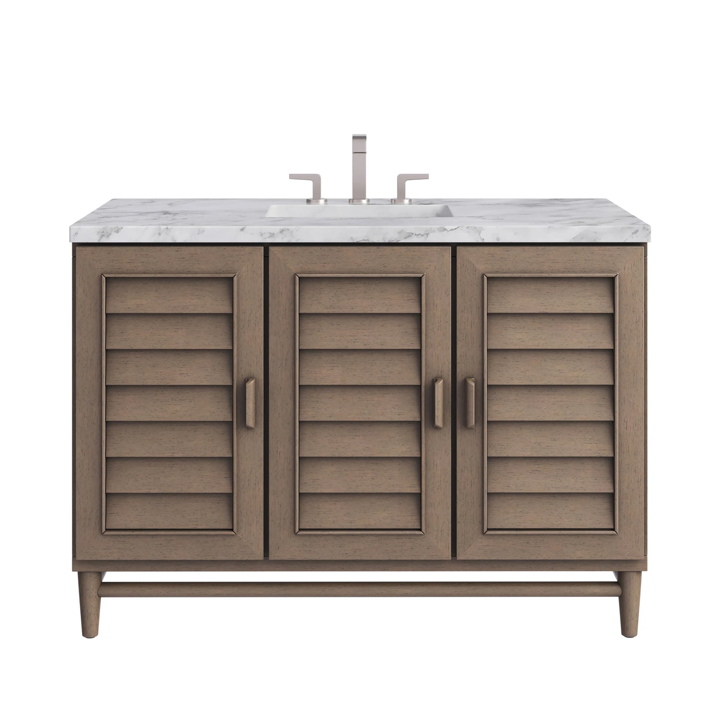 Portland 48" Single Vanity Whitewashed Walnut w/ 3 CM Carrara Marble Top