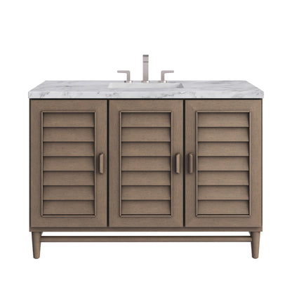 Portland 48" Single Vanity Whitewashed Walnut w/ 3 CM Carrara Marble Top