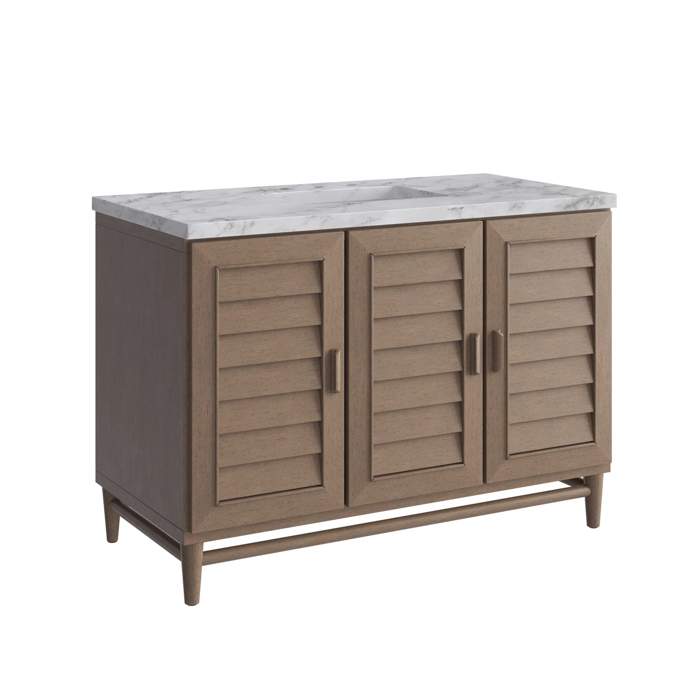 Portland 48" Single Vanity Whitewashed Walnut w/ 3 CM Carrara Marble Top, view 12