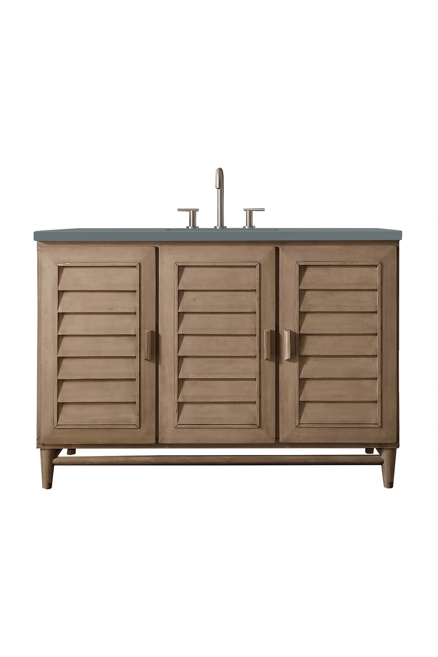 Renovate for Less Atlanta Portland 48" Single Vanity Whitewashed Walnut w/ 3 CM Cala Blue Silestone Top