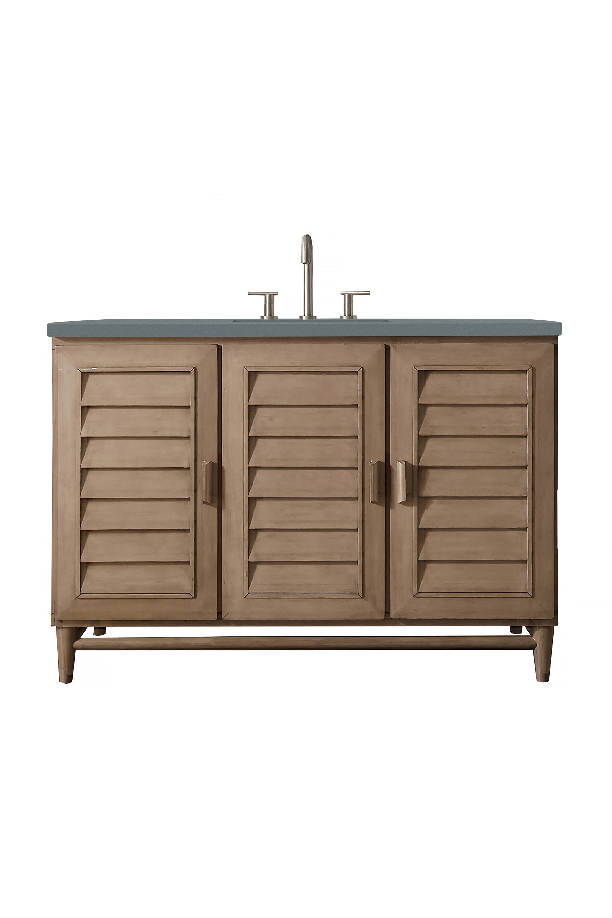 Renovate for Less Atlanta Portland 48" Single Vanity Whitewashed Walnut w/ 3 CM Cala Blue Silestone Top