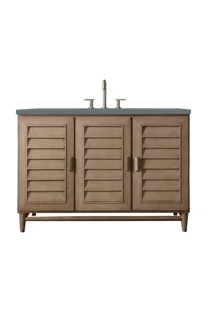 Renovate for Less Atlanta Portland 48" Single Vanity Whitewashed Walnut w/ 3 CM Cala Blue Silestone Top